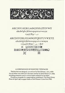 Dard Hunter broadside printed by the King Library Press