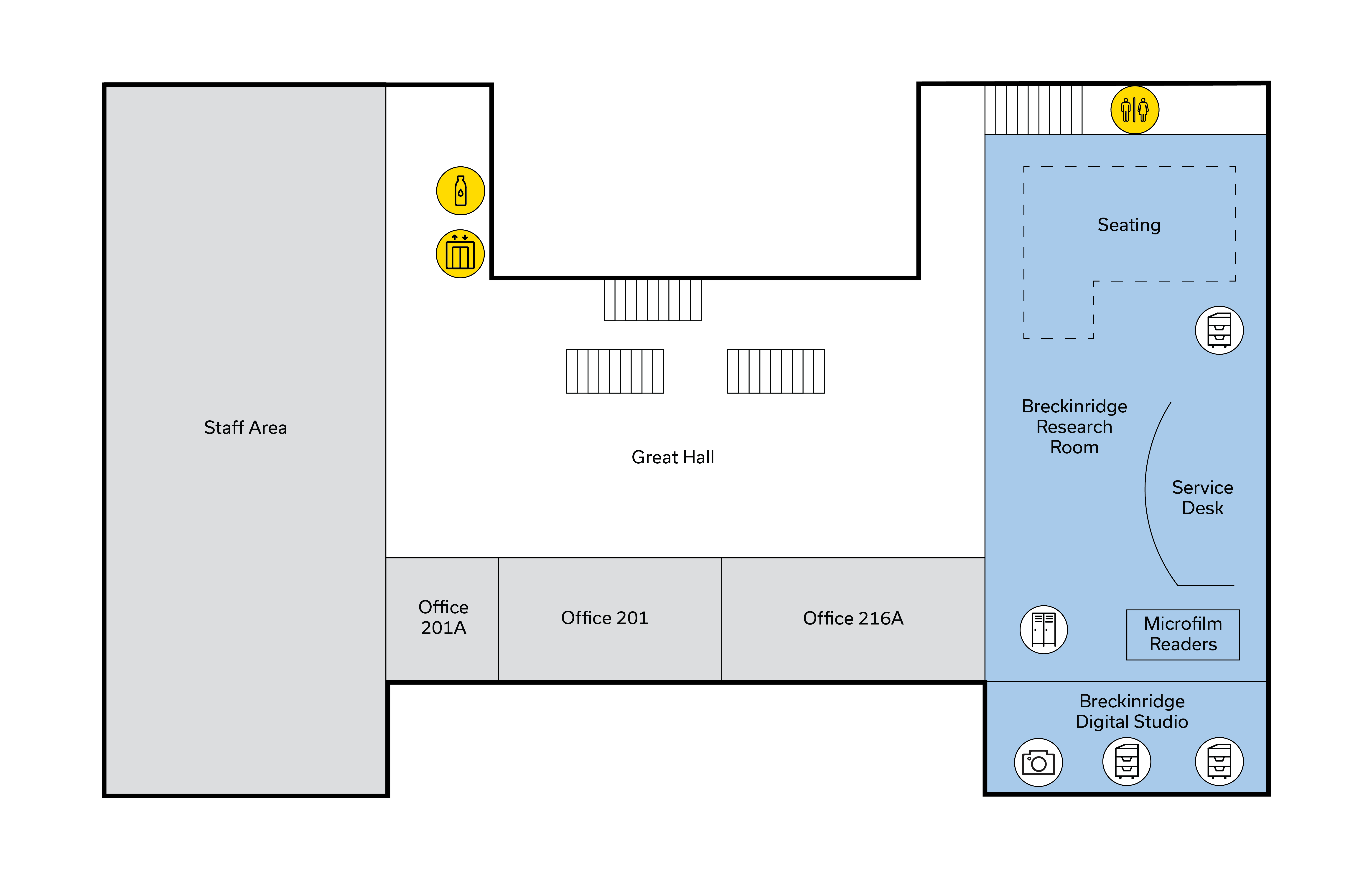 Special Collections Research Center second floor map