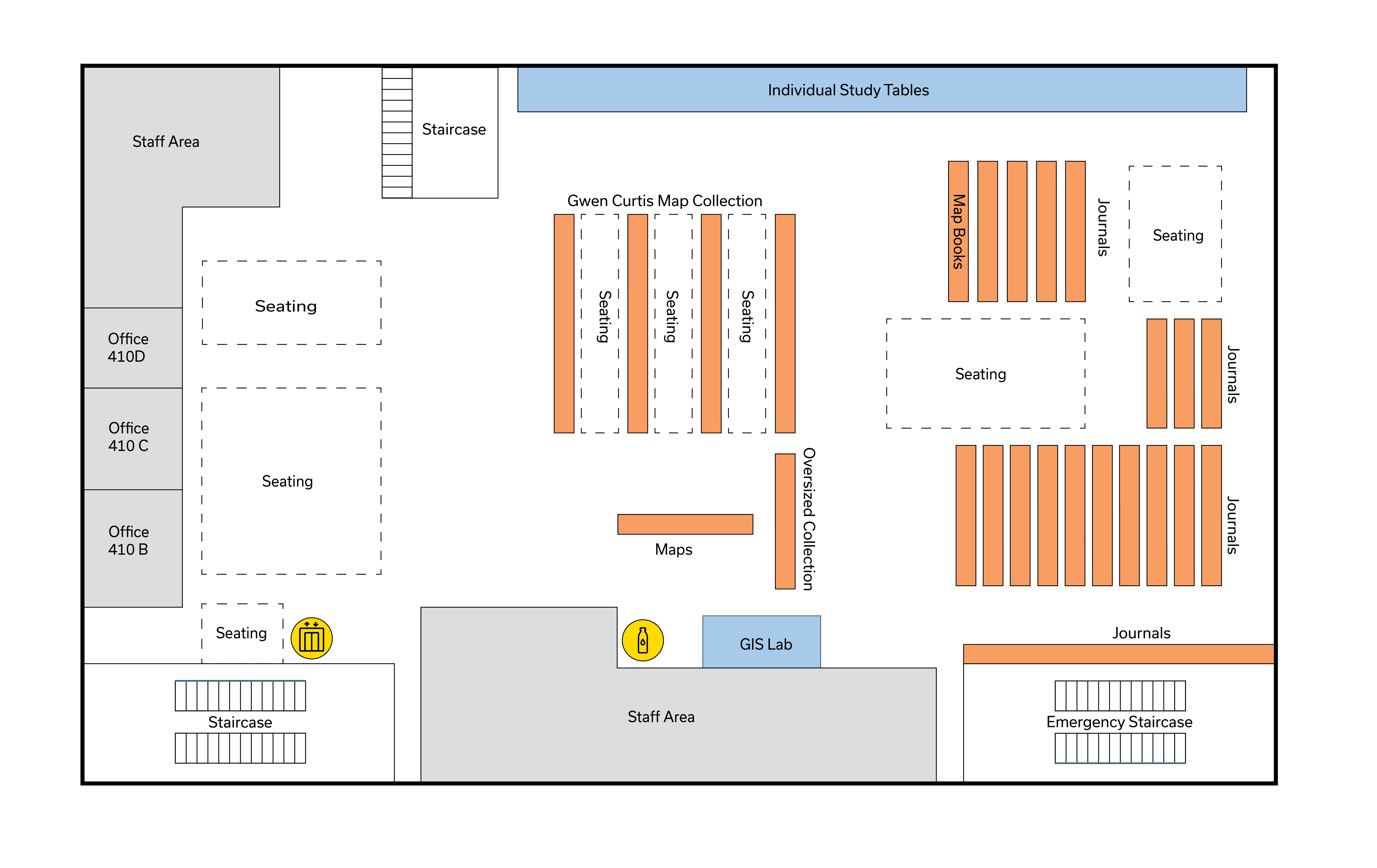 King Library Annex fourth floor map.
