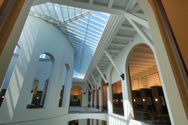 Interior view of top floors of Young Library.