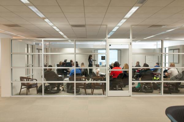 View of class in session on second floor of Willy T.