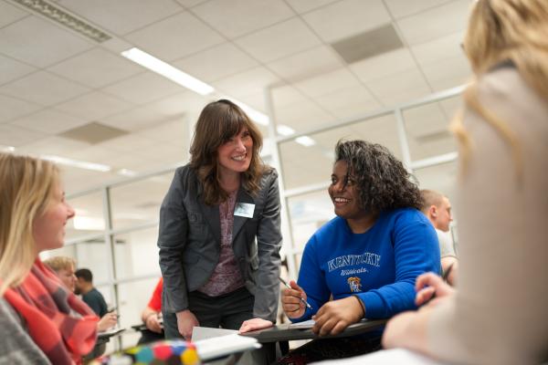 Librarian provides instruction to students in Young Library.