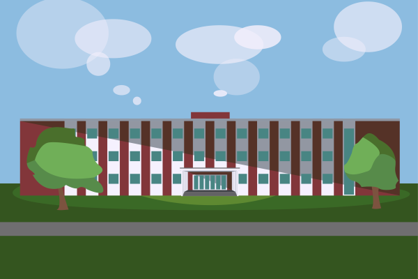 Digital drawing of Dickey Hall, home to the Education Library.
