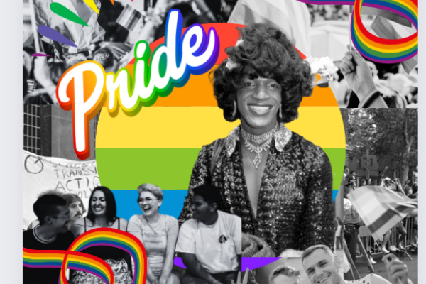 Collage featuring LGBTQ images in celebration of Pride Month