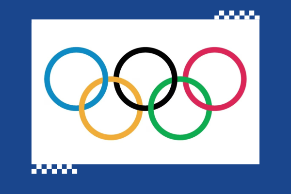 Olympic rings on blue background