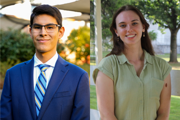 Gabriel Portugal and Avery Schanbacher, winners of the Dean's Award for Excellence in Undergraduate Scholarship