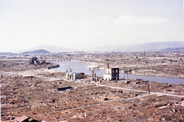 The ruins of Hiroshima, Japan, following the drop of the atomic bomb