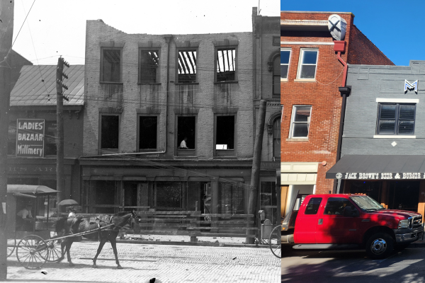 Archival image and contemporary photograph of 159 N Limestone in Lexington