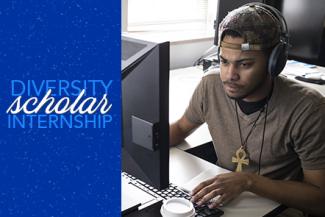 Diversity Scholar Intern working at a computer at UK Libraries.