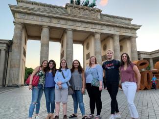 Learning Lab interns in front of the Brandenburg Gate in Berlin, Germany.