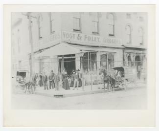 1870 photograph of Vogt & Foley grocery store.