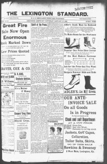 Front page of the Lexington Standard, January 27, 1900