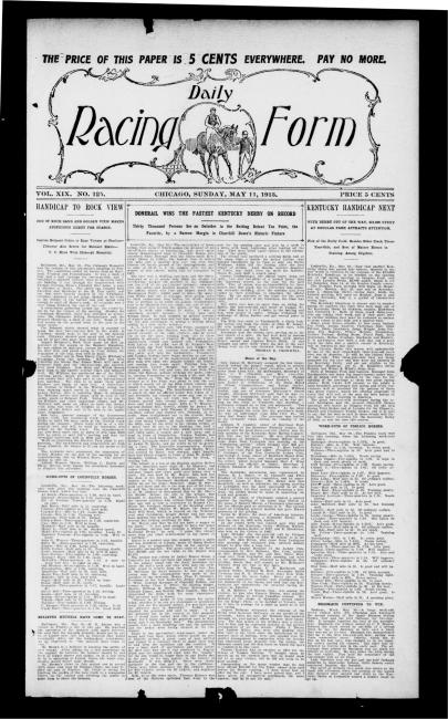 Daily Racing Form from Sunday, May 11, 1913