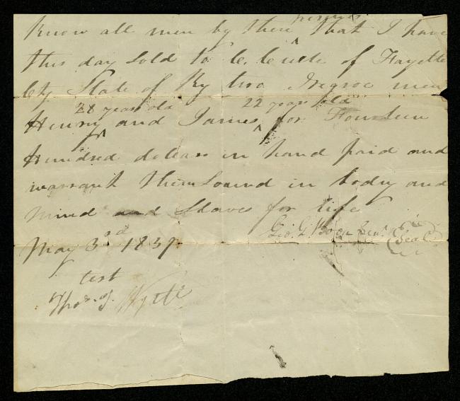 George Boon slave deed, 1839