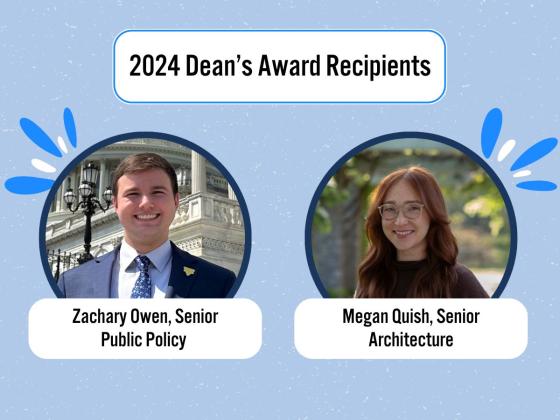 Graphic displaying the winners of the Dean's Award for Excellence in Undergraduate Scholarship