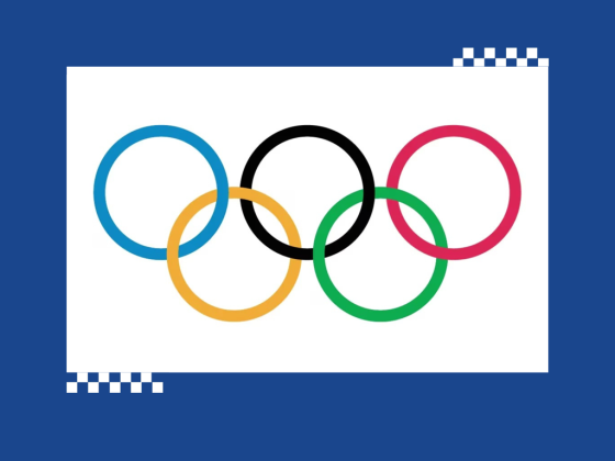 Olympic rings on blue background