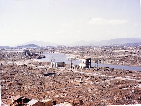 The ruins of Hiroshima, Japan, following the drop of the atomic bomb