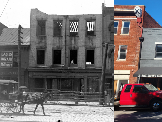 Archival image and contemporary photograph of 159 N Limestone in Lexington
