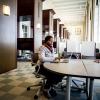 A student works at a desk