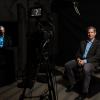 Nunn Center Director Doug Boyd in front of a camera in the Nunn Center recording studio