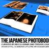 Graphic for Japanese Photobook Exhibit with images of books in a display case